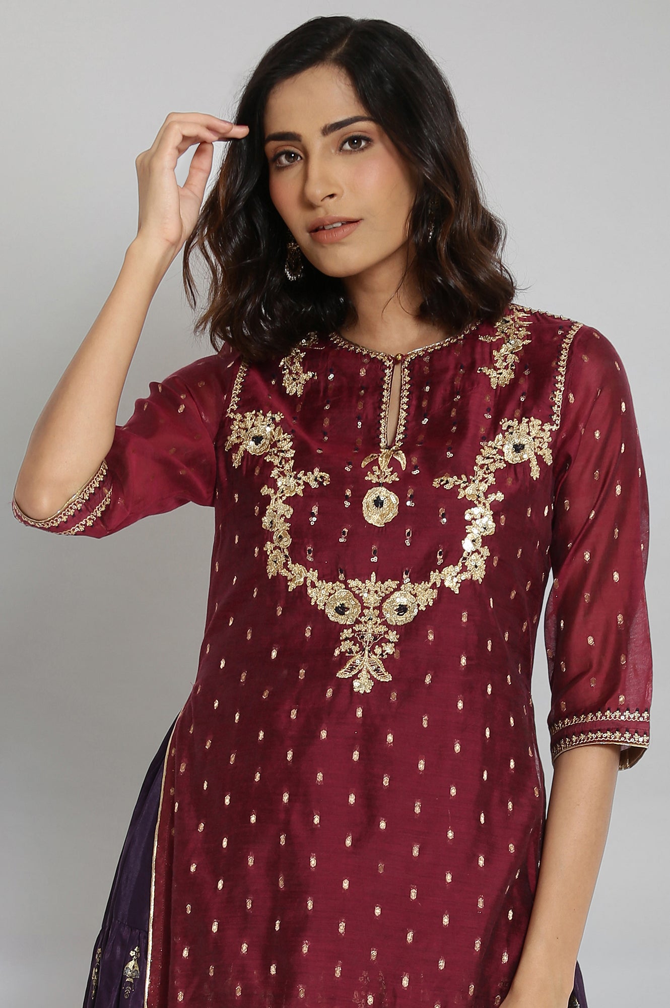 Dark Red Mock Layered Flared Dress Dark Red Mock Layered Flared Dress