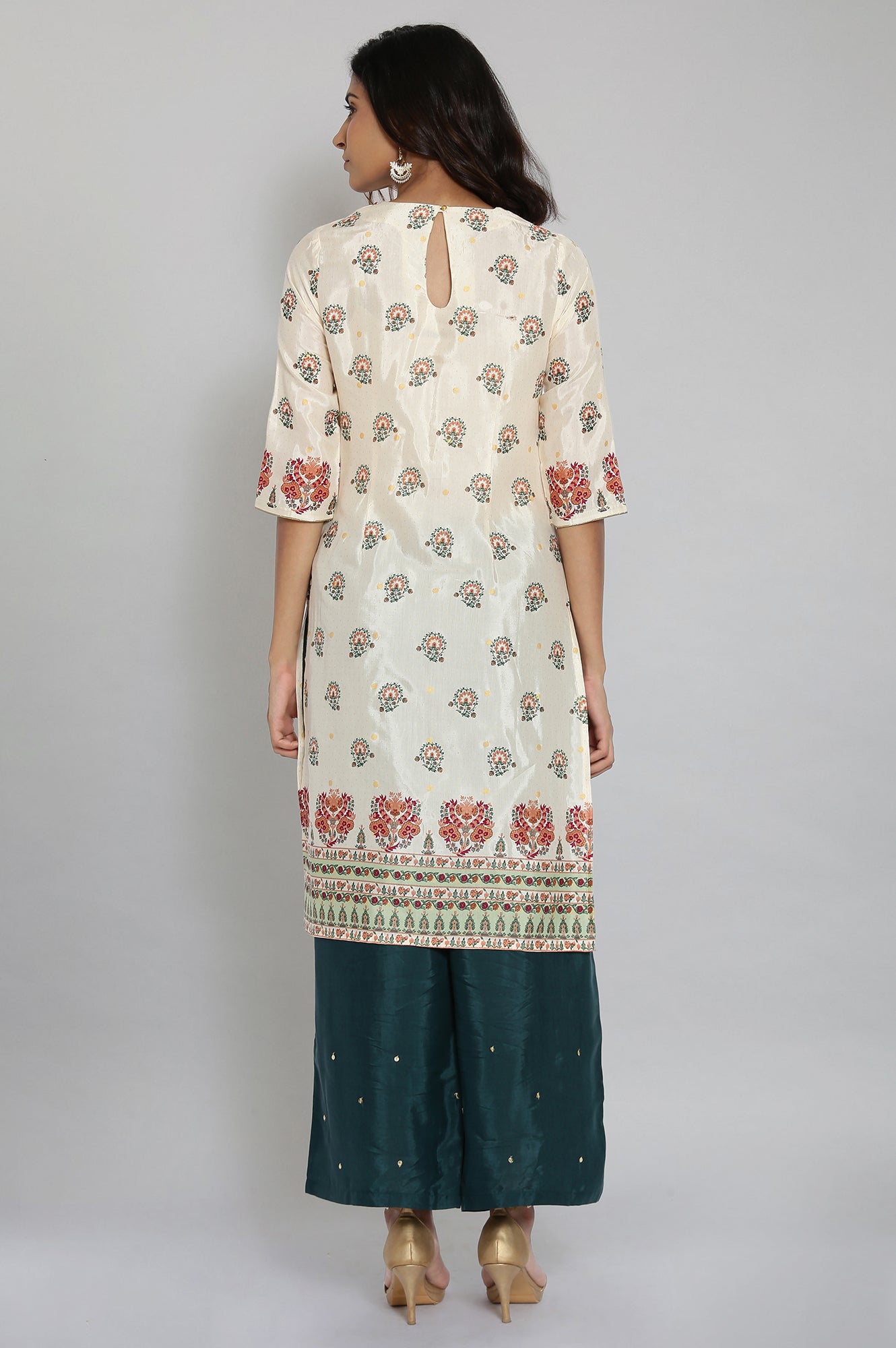 Ecru Embroidered Festive kurta