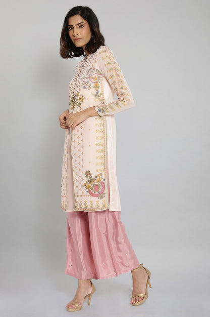 Pink Mock Layered Festive kurta