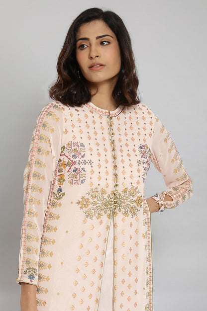 Pink Mock Layered Festive kurta