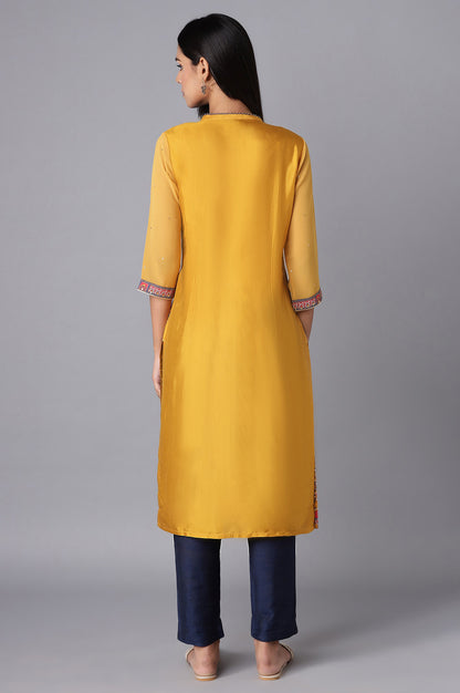 Yellow Striped Straight kurta