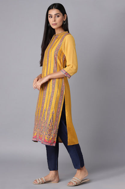 Yellow Striped Straight kurta