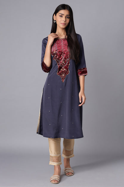 Blue kurta In Stripe Print