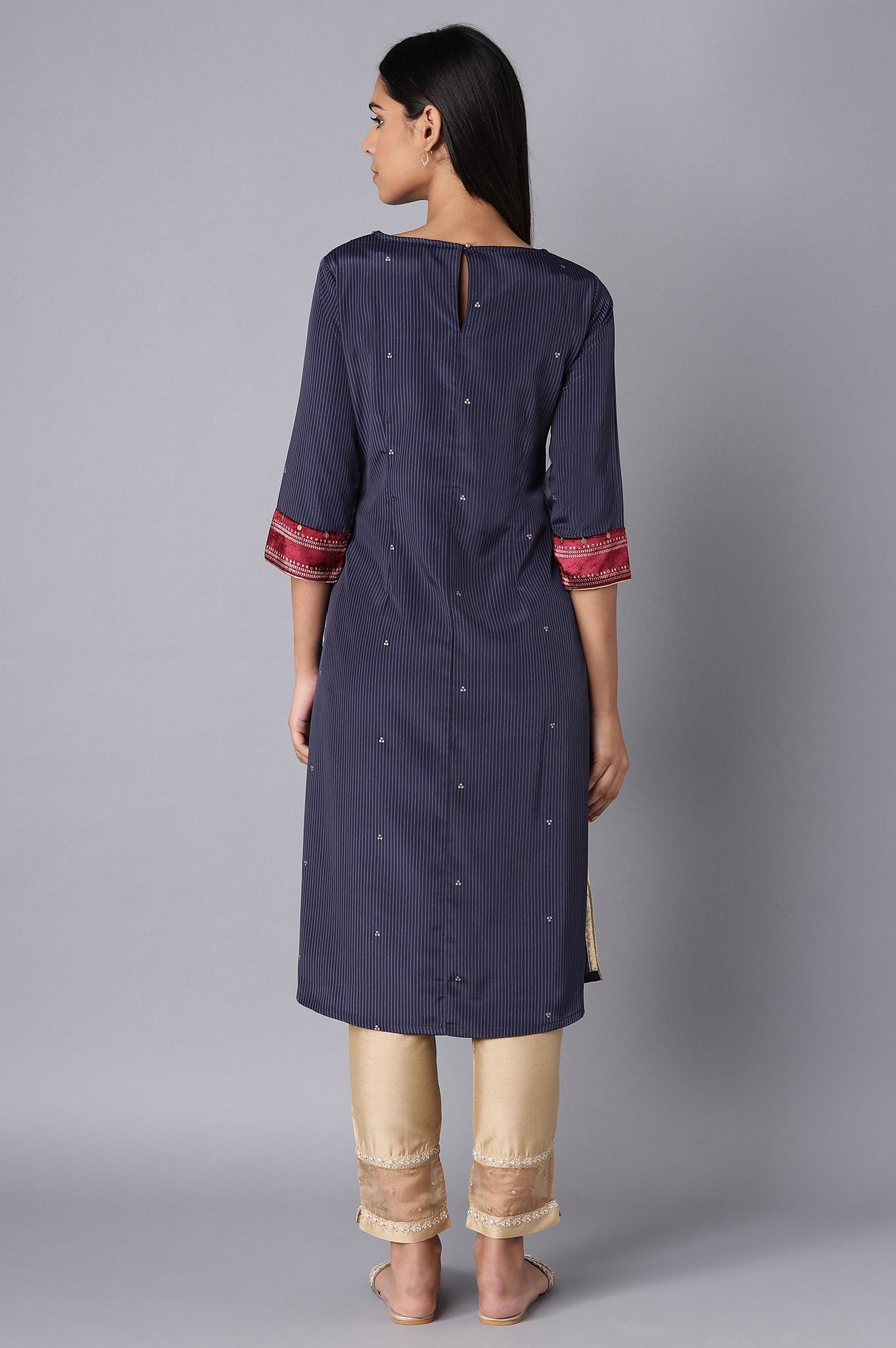 Blue kurta In Stripe Print