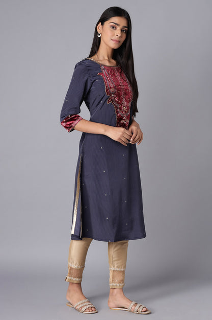 Blue kurta In Stripe Print