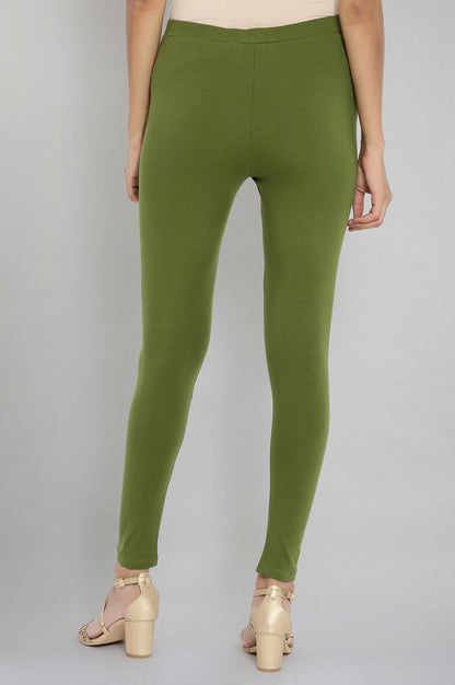 Olive Green Solid Tights