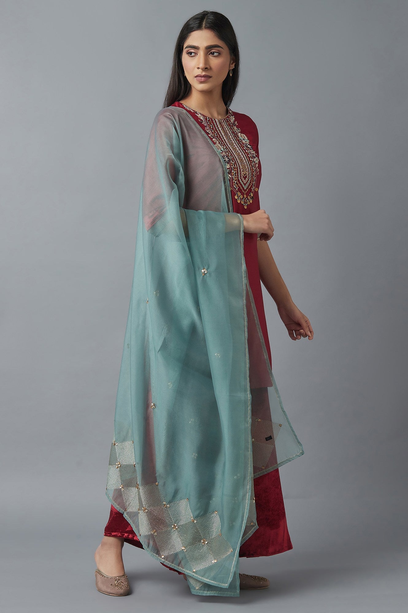 Red Short kurta-Sharara-Dupatta Set