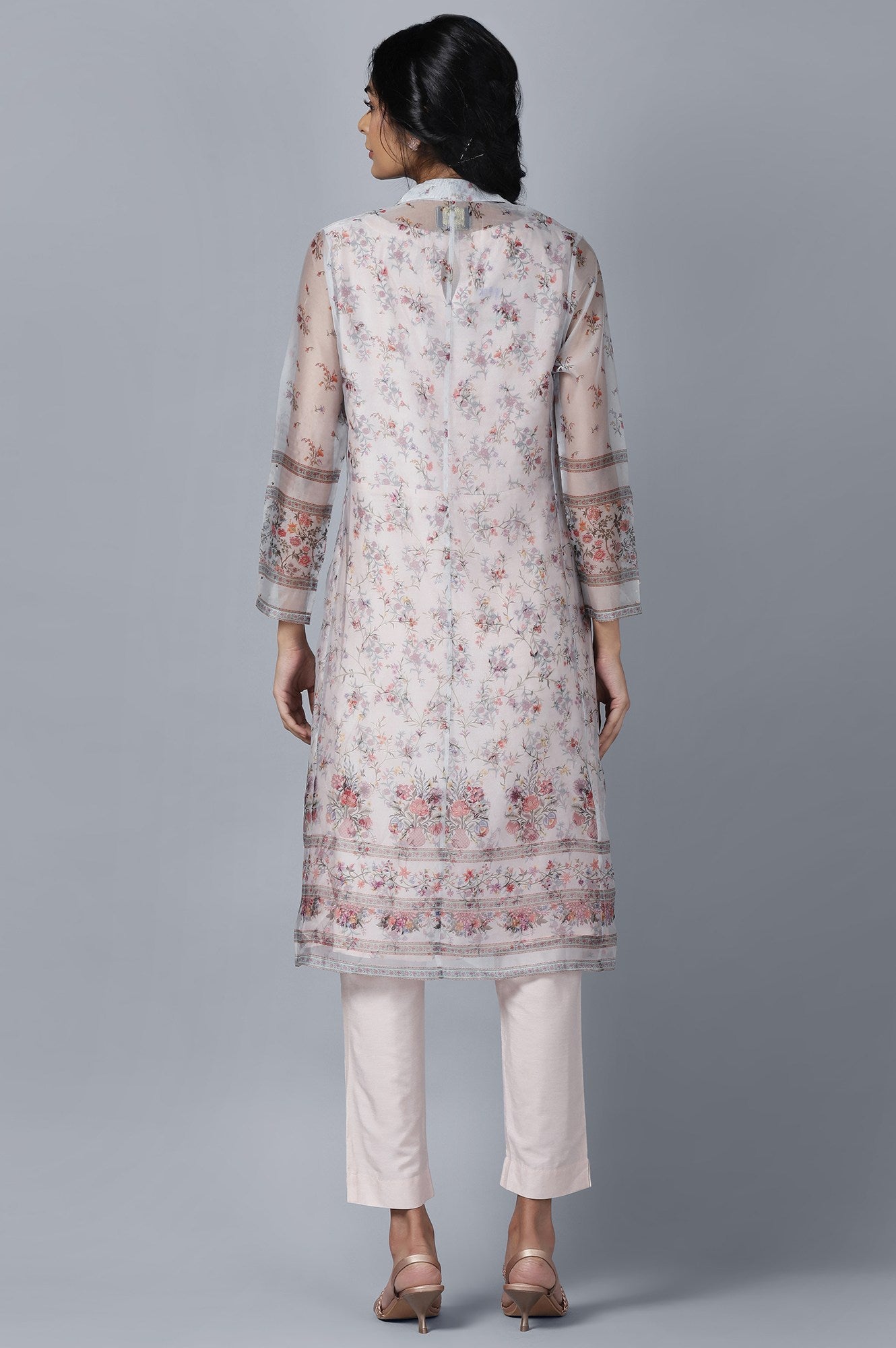 Organza Jacket kurta Slim Pants Set