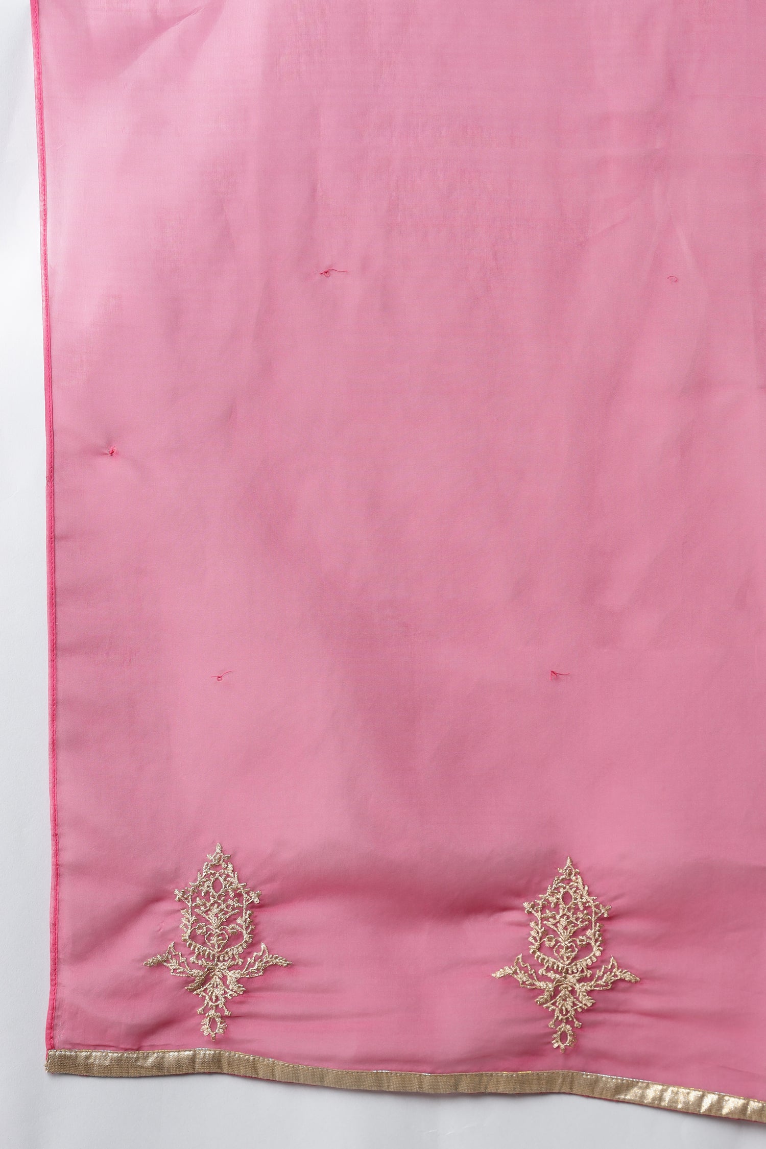 Dark Blue Embroidered kurta-Pink Parallel Pants-Dupatta