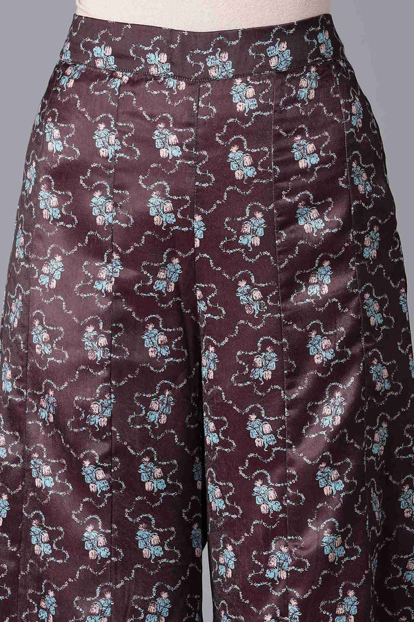 Dark Brown kurta-Flared Pant Set