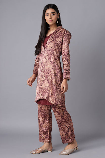 Dark Brown Pant Suit With kurta Set