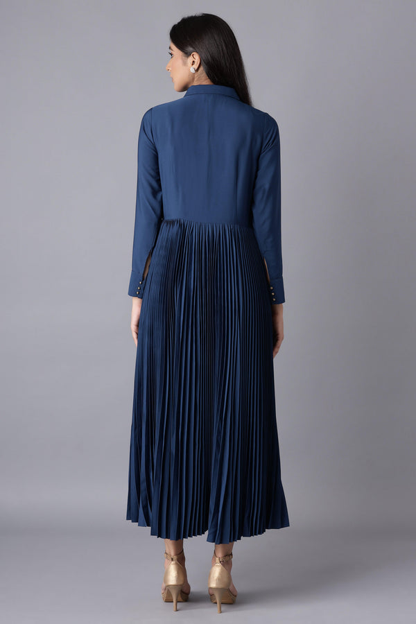 Dark Blue Embroidered Maxi Dress