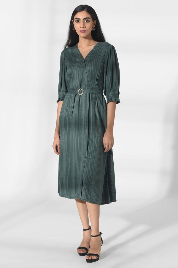 Dark Green Wrap Dress
