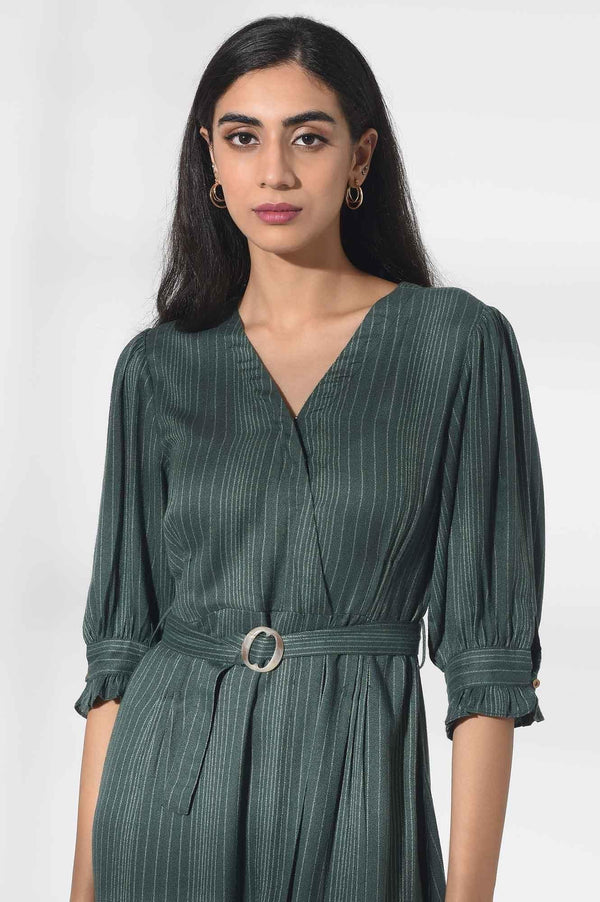 Dark Green Wrap Dress