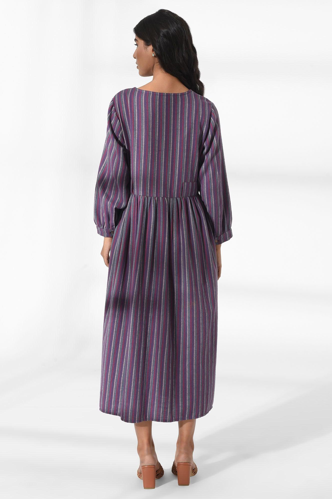Dark Purple V-neck Dress - wforwoman