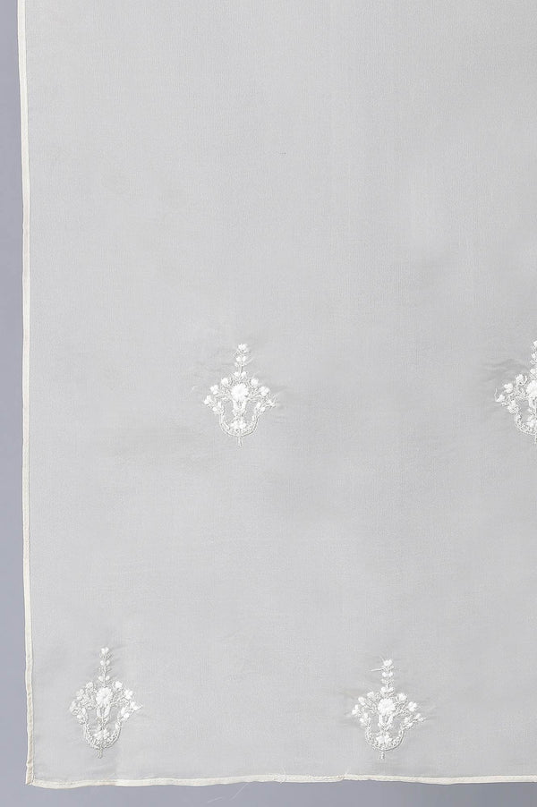 Ecru Embroidered Organza Dupatta