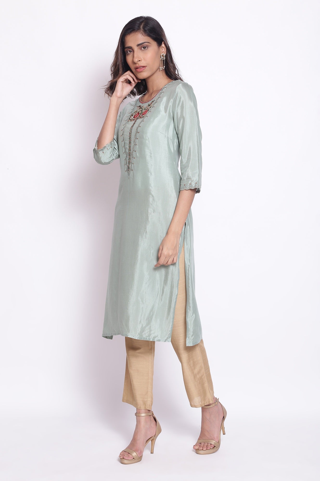 Blue Festive Embroidered kurta