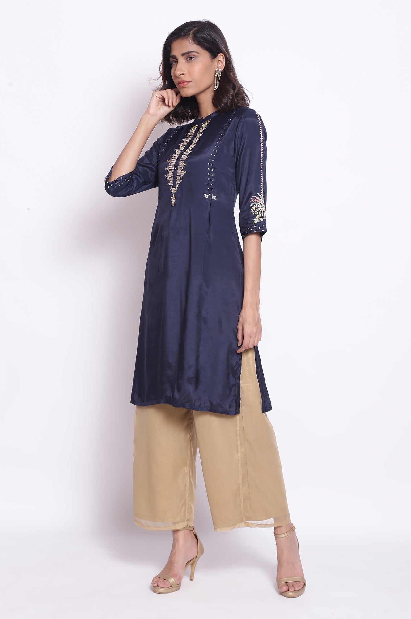 Blue Festive Embroidered kurta