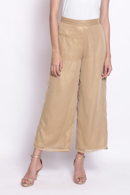 Gold Chiffon Parallel Pants