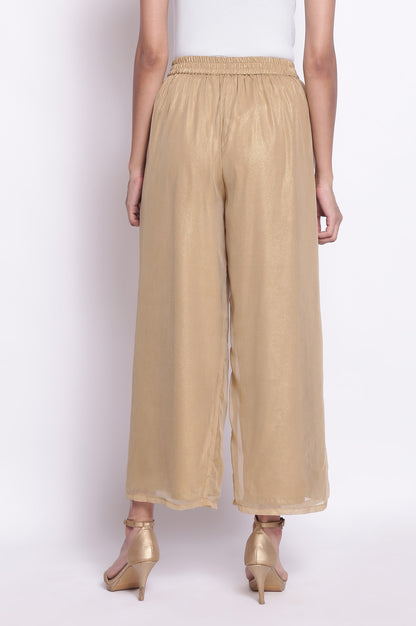 Gold Chiffon Parallel Pants