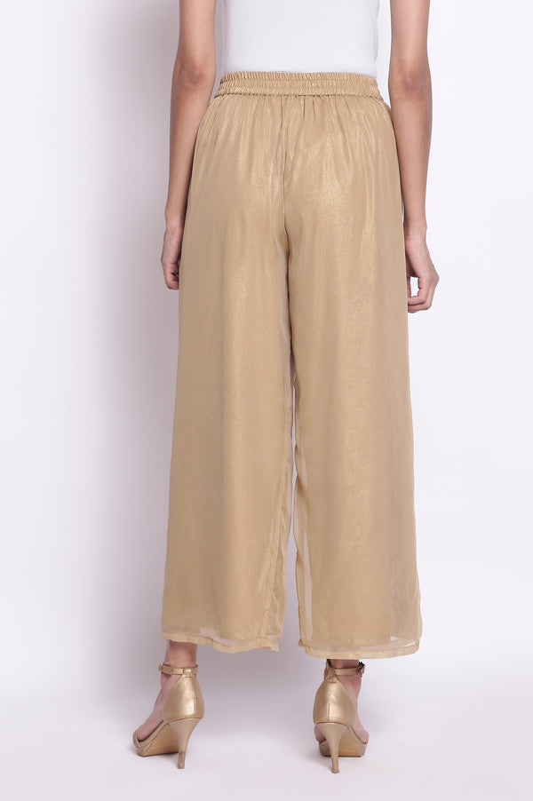 Gold Chiffon Parallel Pants