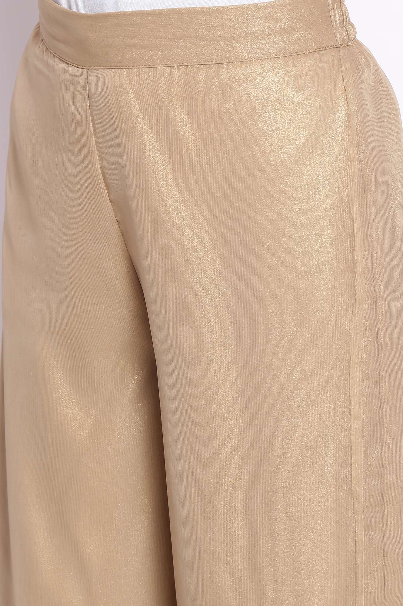 Gold Chiffon Parallel Pants