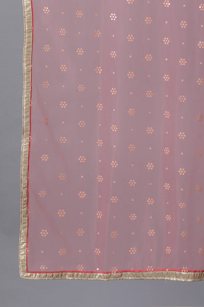 Coral kurta-Sharara-Drape Set