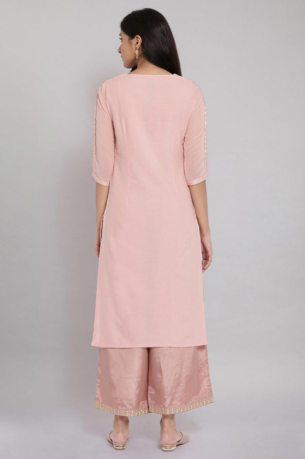 Pink Jacqurd Embroidered kurta