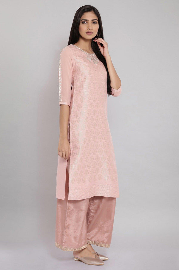 Pink Jacqurd Embroidered kurta