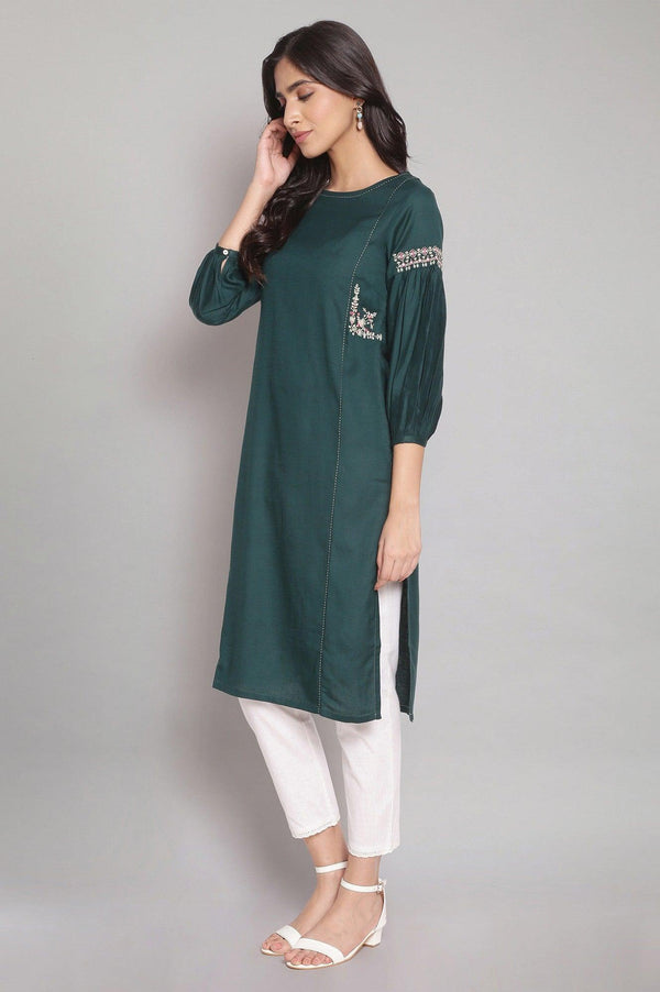 Dark Green Embroidered kurta