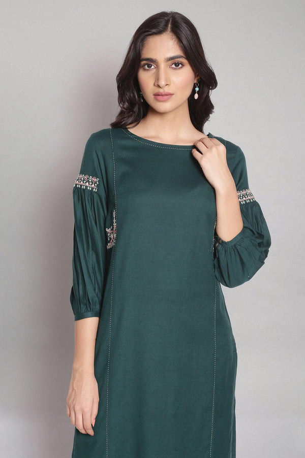 Dark Green Embroidered kurta