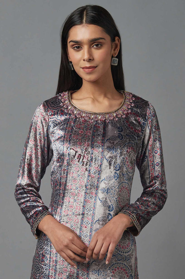 Grey Velvet kurta