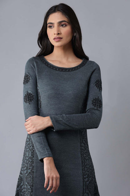 Dark Blue Woollen kurta - wforwoman