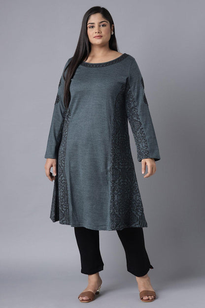 Dark Blue Woollen kurta - wforwoman