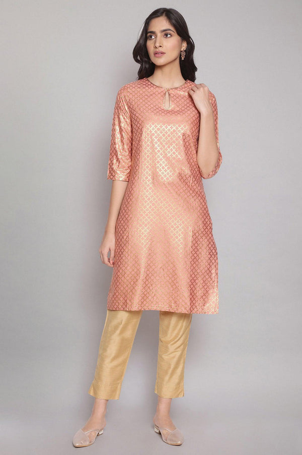 Rose Pink kurta with Gold Glitter Print
