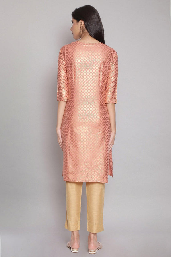 Rose Pink kurta with Gold Glitter Print