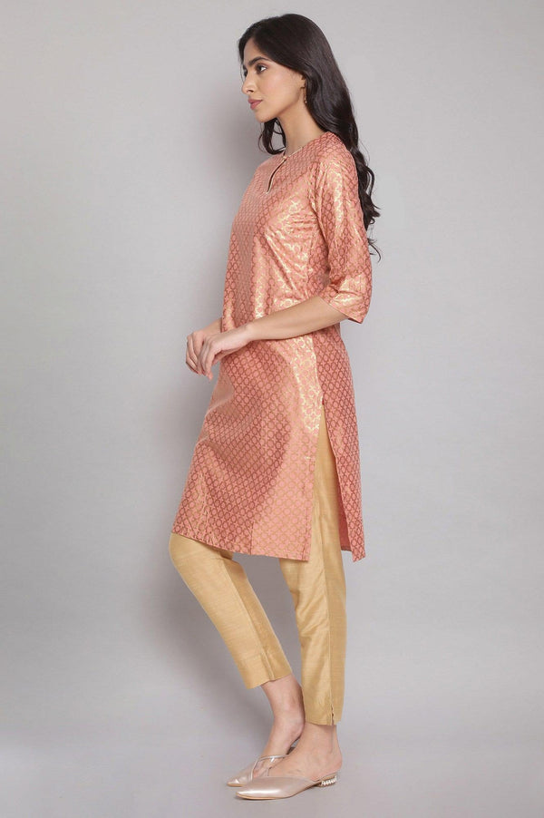 Rose Pink kurta with Gold Glitter Print