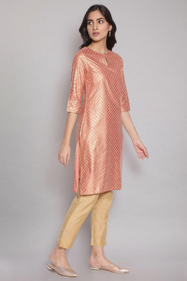 Rose Pink kurta with Gold Glitter Print