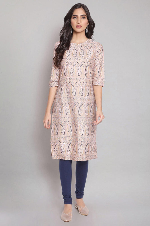 Light Pink Floral Print Straight kurta