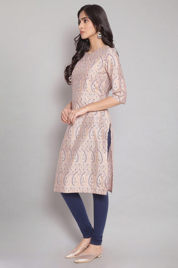 Light Pink Floral Print Straight kurta