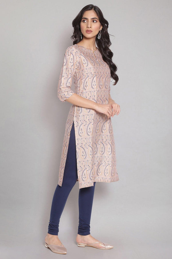 Light Pink Floral Print Straight kurta
