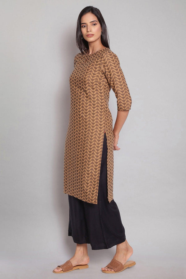 Ecru and Beige Stripes Dress