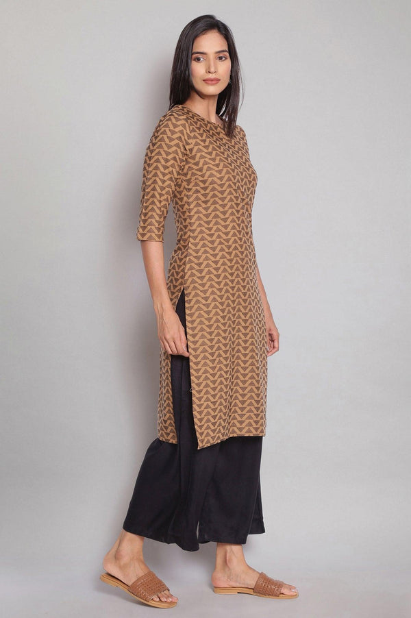 Ecru and Beige Stripes Dress