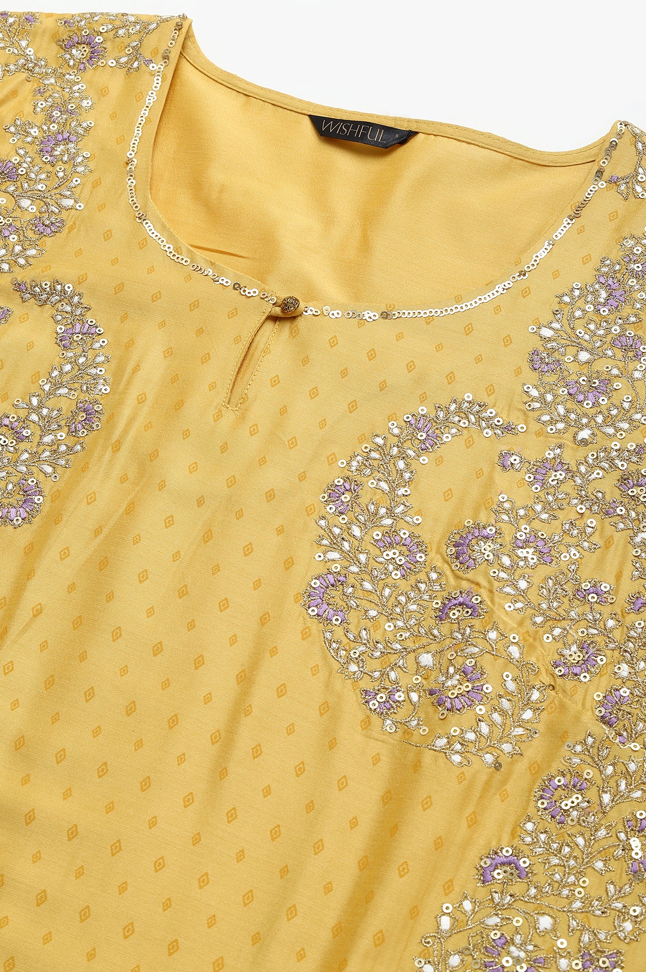 Yellow Dori Embroidered kurta With Ecru Sharara And Dupatta Set