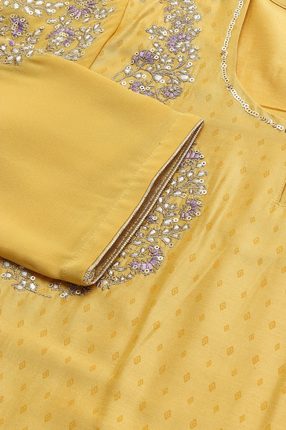 Yellow Dori Embroidered kurta With Ecru Sharara And Dupatta Set