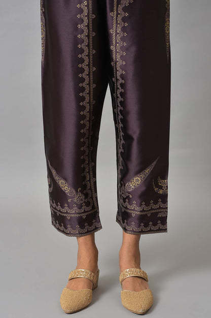 Light Purple Embroidered kurta, Pants &amp; Chiffon Dupatta