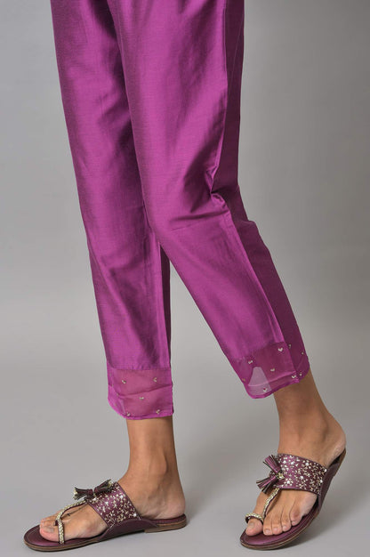 Pink Jacquard Jacket, Purple kurta &amp; Pant Suit Set