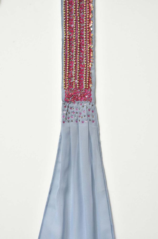 Light Blue Anarkali kurta With Pants And Predrape