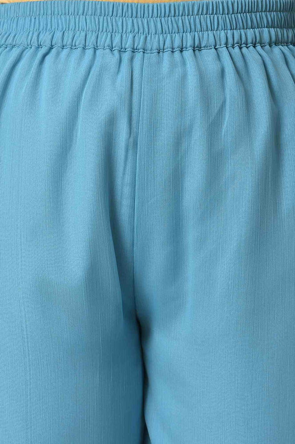 Blue Embellished Mashroo Silk kurta With Garara And Dupatta