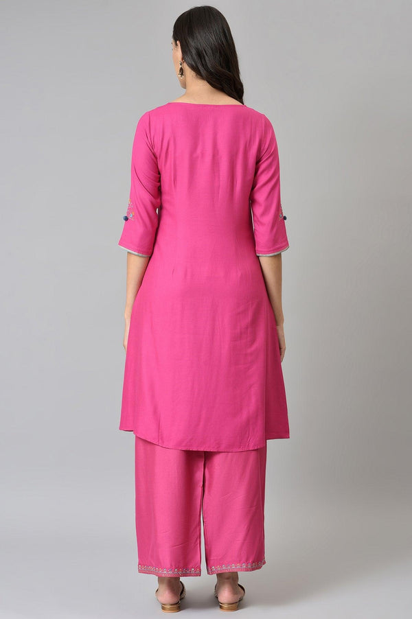Pink Placement Printed Festive kurta